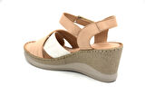 Prego (Clavi) Hakiki Hakiki Deri Poli Hafif Taban Dikişli Günlük Kadın Comfort Sandalet BEJ
