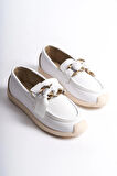 Prego Termo Kaymaz Taban Toka Detaylı Kadın Günlük Loafer Ayakkabı BEYAZ