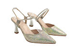Prego (Park Moda) Damla Taşlı Burnu Kapalı Topuklu Kadın Ayakkabı ALTIN