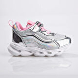 Buckhead 4430 Glossy Shıny Işıklı Çocuk Cırtlı Spor Ayakkabı GUMÜŞ