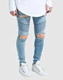 SikSilk Extreme Biker Mavi Erkek Kot Pantolon Mavi-S