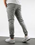 Unisex Şardonlu Eşofman Alt Gri