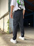 Premium Baggy Kargo Kumaş Pantolon Koyu Lacivert