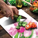 Decovetro Cam Kesme Tahtası Lale Çiçekleri Desenli 20x30 Cm