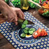 Decovetro Cam Kesme Tahtası  Büyük Nazar Boncuğu Desenli 20x30 Cm