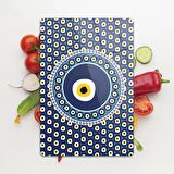 Decovetro Cam Kesme Tahtası  Büyük Nazar Boncuğu Desenli 20x30 Cm