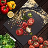 Decovetro Cam Kesme Tahtası Gold Dalga Desenli 30x40 Cm