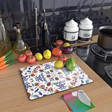 Decovetro Cam Kesme Tahtası Renkli Çini Desenli 30x40 Cm