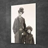 Decovetro Charlie Caplin ve Çocuk Cam Tablo