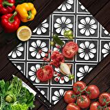 Decovetro Cam Kesme Tahtası Siyah Çini Desenli 30x40 Cm