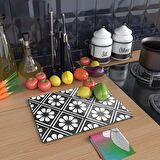Decovetro Cam Kesme Tahtası Siyah Çini Desenli 30x40 Cm