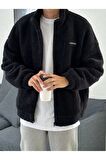 Oversize Tam Fermuarlı Kuzu Sweatshirt İçi Polarlı Sherpa Kumaş Sweatshirt