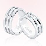 Lazer Kesim Beyaz Altın Alyans 4504