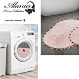 Alanur Home Sandra Nakışlı Oval Pamuklu 2 Li Banyo Paspası