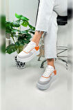 Günlük Kadın Sneaker Bağcıklı Hafif Kalın Yüksek Tabanlı Yürüyüş Nefes Alabilen Spor Ayakkabı 451