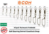COH Klipsli Rulmanlı Fırdöndü EX #9 141kg (Heavy Duty / Coastlock Snap)