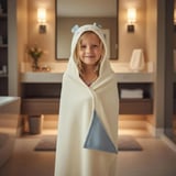 Reyo Çocuk Kuzu Havlu Panço %100 Pamuk Kapüşonlu Plaj, Havuz ve Banyo Havlusu