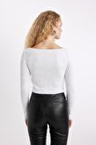 DeFacto Slim Fit Dar Kesim Kayık Yaka Basic Düz Triko Kazak C7299AX24WNER103
