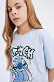 Kız Çocuk Disney Lilo & Stitch Relax Fit Bisiklet Yaka Kısa Kollu Tişört