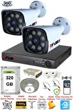 FURY 2 Kameralı 5mp Lens 1080p 2mp Color Görüntü 8 Warm Led Gece Görüş FullHd Güvenlik Kamera Sistemi 320