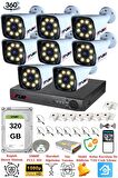 FURY 8 Kameralı 5mp Lens 1080p 2mp Color Görüntü 8 Warm Led Gece Görüş FullHd Güvenlik Kamera Sistemi 320