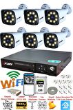 FURY 6 Kameralı 5mp Lens 1080p 2mp Color Görüntü 8 Warm Led Gece Görüş FullHd Güvenlik Kamera 5520W 500GB