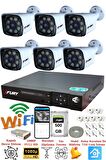FURY 6 Kameralı 5mp Lens 1080p 2mp Color Görüntü 8 Warm Led Gece Görüş FullHd Güvenlik Kamera 5520W 500GB