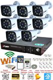 FURY 8 Kameralı 5mp Lens 1080p 2mp Color Görüntü 8 Warm Led Gece Görüş FullHd Güvenlik Kamera 5520W 500GB