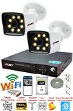FURY 2 Kameralı 5mp Lens 1080p 2mp Color Görüntü 8 Warm Led Gece Görüş FullHd Güvenlik Kamera 5525W 1TB