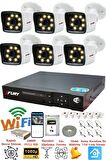 FURY 6 Kameralı 5mp Lens 1080p 2mp Color Görüntü 8 Warm Led Gece Görüş FullHd Güvenlik Kamera 5525W 1TB