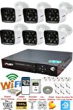 FURY 6 Kameralı 5mp Lens 1080p 2mp Color Görüntü 8 Warm Led Gece Görüş FullHd Güvenlik Kamera 5525W 1TB
