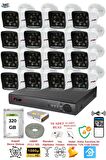 FURY 16 Kameralı 5mp Lens 1080p 2mp Color Görüntü 8 Warm Led Gece Görüş FullHd Güvenlik Kamera 5525W 320