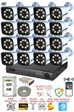 FURY 16 Kameralı 5mp Lens 1080p 2mp Color Görüntü 8 Warm Led Gece Görüş Fullhd Güvenlik Kamera 5520w 320