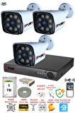 FURY 3 Kameralı 5mp Lens 1080p 2mp Color Görüntü 8 Warm Led Gece Görüş Fullhd Güvenlik Kamera 5520w 1TB