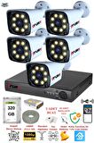 FURY 5 Kameralı 5mp Lens 1080p 2mp Color Görüntü 8 Warm Led Gece Görüş Fullhd Güvenlik Kamera 5520w 320