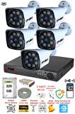 FURY 5 Kameralı 5mp Lens 1080p 2mp Color Görüntü 8 Warm Led Gece Görüş Fullhd Güvenlik Kamera 5520w 320