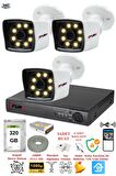 FURY 3 Kameralı 5mp Lens 1080p 2mp Color Görüntü 8 Warm Led Gece Görüş FullHd Güvenlik Kamera 5525W 320