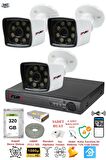 FURY 3 Kameralı 5mp Lens 1080p 2mp Color Görüntü 8 Warm Led Gece Görüş FullHd Güvenlik Kamera 5525W 320