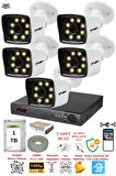 FURY 5 Kameralı 5mp Lens 1080p 2mp Color Görüntü 8 Warm Led Gece Görüş FullHd Güvenlik Kamerası 5525W 1TB