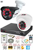 FURY 2 Kameralı 5mp 3.6mm Lens 2mp Görüntü 6 Atom Led Gece Görüşlü FullHd Güvenlik Kamerası 5570di 320GB