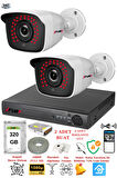FURY 2 Kameralı 5mp 3.6mm Lens 2mp Görüntü 36 Led Gece Görüşlü FullHd Güvenlik Kamera 2236 320GB