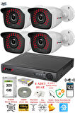 FURY 4 Kameralı 5mp 3.6mm Lens 2mp Görüntü 36 Led Gece Görüşlü FullHd Güvenlik Kamerası 2236 320GB