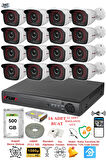 FURY 16 Kameralı 5mp 3.6mm Lens 2mp Görüntü 36 Led Gece Görüşlü Full Hd Güvenlik Kamerası 2236 500 GB