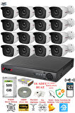 FURY 16 Kameralı 5mp 3.6mm Lens 2mp Görüntü 36 Led Gece Görüşlü Full Hd Güvenlik Kamerası 2236 500 GB