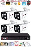 FURY 4 Kameralı 1080P Görüntü Gece Renkli Full Hd 4 x Ultra Led Gece Renkli Güvenlik Kamerası Seti 500GB