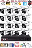 FURY 16 Kameralı 1080P Görüntü Gece Renkli Full Hd 4 x Ultra Led Gece Renkli Güvenlik Kamerası Seti 320GB