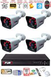 FURY 4 Kameralı 2MP Full HD Görüntü 6 Atom Led Gece Görüşlü Dış Mekan Güvenlik Kamerası Seti 500GB