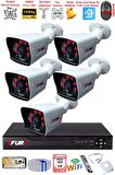 FURY 5 Kameralı 2MP Full HD Görüntü 6 Atom Led Gece Görüşlü Dış Mekan Güvenlik Kamerası Seti 320GB