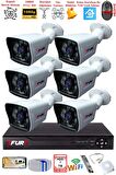 FURY 6 Kameralı 2MP Full HD Görüntü 6 Atom Led Gece Görüşlü Dış Mekan Güvenlik Kamerası Seti 1TB