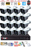 FURY 16 Kameralı 2MP Full HD Görüntü 6 Atom Led Gece Görüşlü Dış Mekan Güvenlik Kamerası Seti 320GB